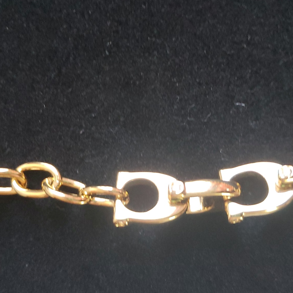 Coach Chunky Signature Chain Link Necklace/Pink Stones - Picture 11 of 14